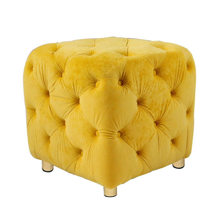 Yellow Modern Velvet Upholstered Ottoman, Exquisite Small End Table, Soft Foot Stool,Dressing Makeup Chair, Comfortable Seat for Living Room, Bedroom, Entrance