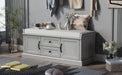 Storage Bench with 2 Drawers and 2 Cabinets, Shoe Bench with Removable Cushion for Living Room, Entryway