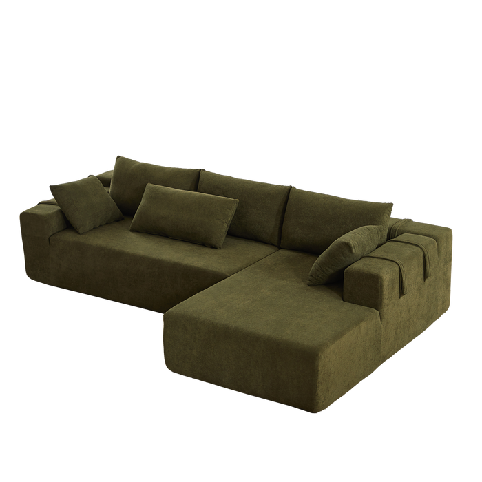 Modern Chenille Upholstered Sectional Sofa Couch Set,Modular 108" L Shaped Sectional Living Room Sofa Set With 6 Pillows,Free Combination Sofa Couch for Living Room,Bedroom(Right Chaise) - DTYStore