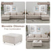 113.3" Convertible Sectional Sofa Couch 3-Seat L-Shaped with Movable Ottoman and USB