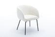 039-Set of 1 Boucle Fabric Dining Chair With Black Metal Legs,Ivory - DTYStore