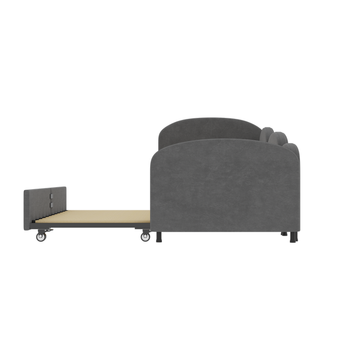 Twin Size Twin Size Bed frames With An Another Bed frame, Velvet Upholstered Daybed, Modern Sofa Bed Daybed Frame for Bedroom Living Room, Suitable for Living Room, Kids Room, Bedroom (Ddry Gray) - DTYStore