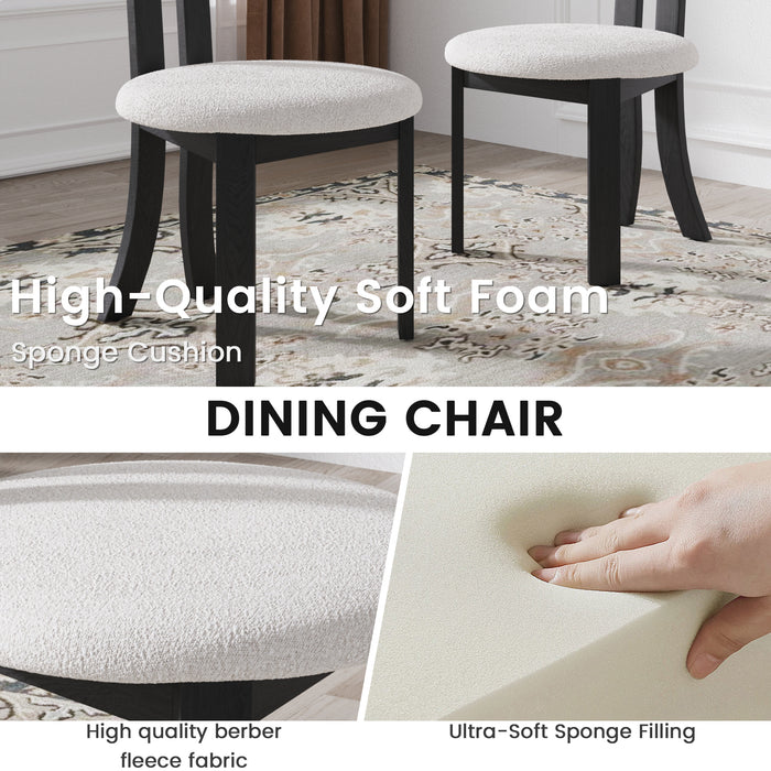 Vintage Rubber Solid Wood Dining Chair, Sheep Plush Dining Chair, Armless Dining Chair, Suitable For Small Home Dressing Room Model Room, Black(Set Of 2) - DTYStore