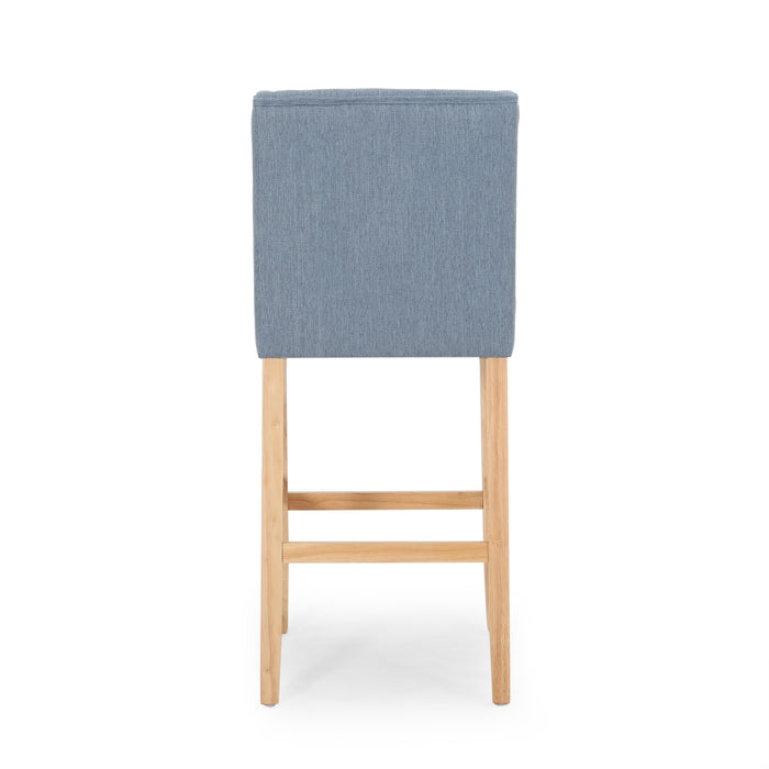 Vienna Contemporary Fabric Tufted Wingback 31 Inch Counter Stools, Set of 2, Light Blue and Natural - DTYStore