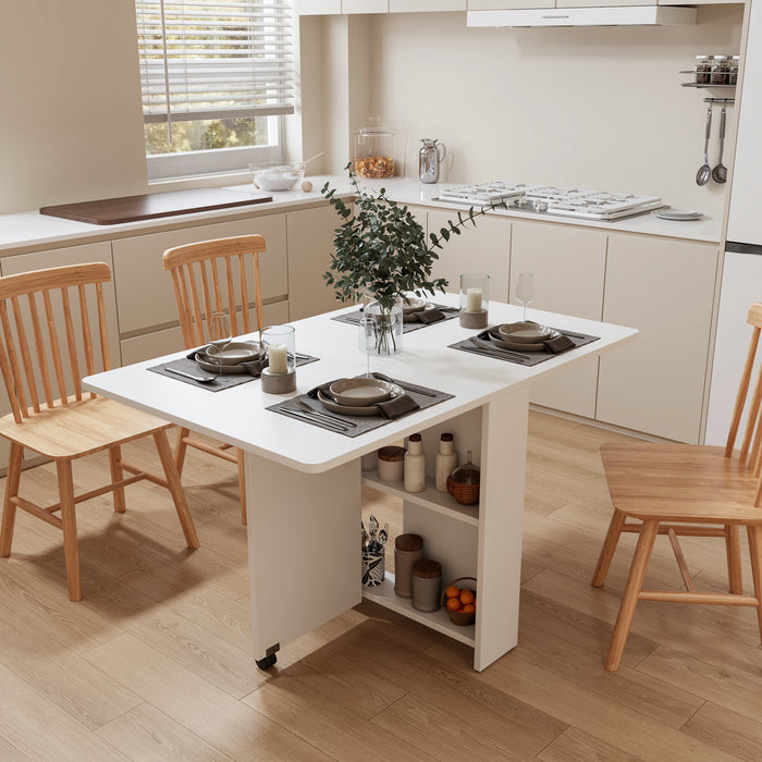 Fully unfolded 51.18 inches white foldable table, suitable for small family table or display table convenient, home simple long table, simple and lightweight - DTYStore