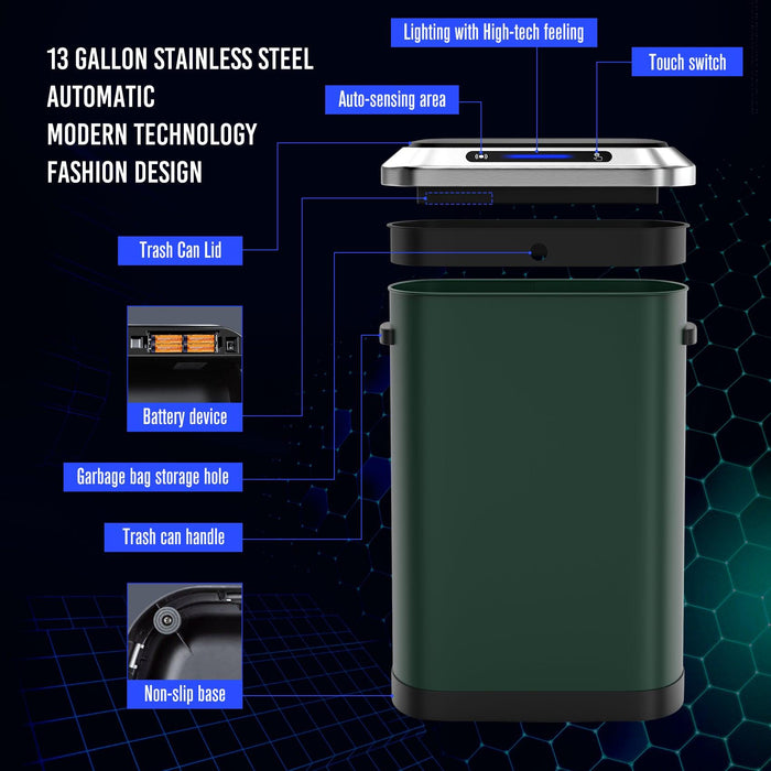 50L Smart automatic Trash Cans - Full Intelligent Sensor - Green