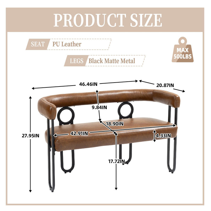 COOLMORE Modern Loveseat 2 Seater Sofa Chenille Fabric Couch with Arms and Metal Legs for Living Room, Home Office, Studio (Light Brown PU)