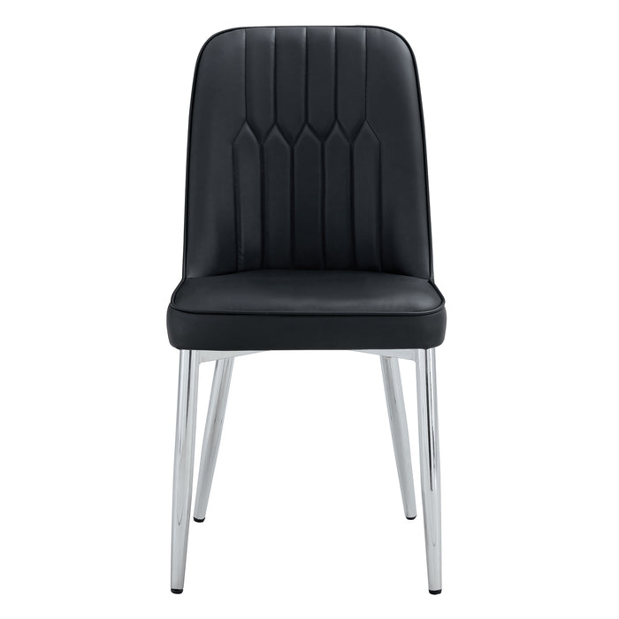 2 modern dining chairs, smooth PU leather backrest and silver-toned metal legs for a comfortable home experience for kitchens, bedrooms and offices. - DTYStore