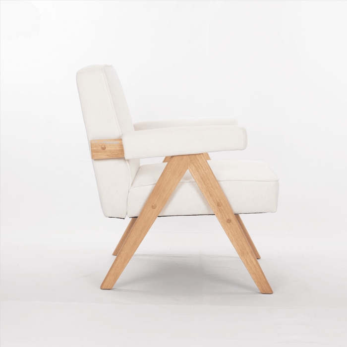 wooden leg leisure chair with handrails, cushions.uitable for living room, bedroom, study and other occasions, set of 1 - DTYStore