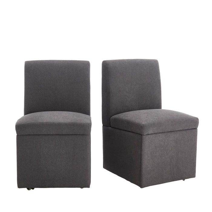 360 Degree Swivel Upholstered Dining Chairs Set of 2 Swivel Dining Room Chairs Kitchen Chairs Casters & Storage Comfy Modern Rolling Chair for Living Room Fabric Armless Chair - DTYStore