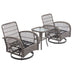 3 Pieces Outdoor Swivel Rocker Patio Chairs, 360 Degree Rocking Patio Conversation Set with Thickened Cushions and Glass Coffee Table for Backyard, Grey - DTYStore
