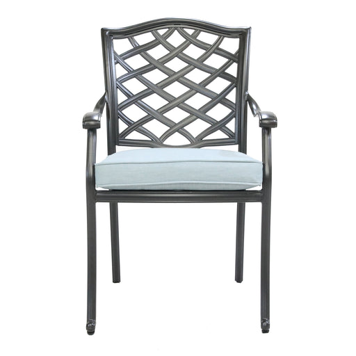 Aluminum 5-Piece Round Dining Set With 4 Arm Chairs, Light Blue - DTYStore