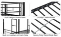 Over Twin Bunk Bed Frame with Trundle,Metal Bunkbed with Sturdy Guard Rail and 2 sideLadders for Kids/Adults,Can be Divided Into Two Beds, No Box Spring Needed, Noise Free for Dorm,Black