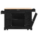 Fluted Kitchen Island with Trash Can Storage Cabinet, Power Outlet, Internal Storage Rack, Rolling Kitchen Islands on 5 Wheels with 3 Drawer, 3 Open Side Racks for 10 Gallon Garbage Bin, Black - DTYStore