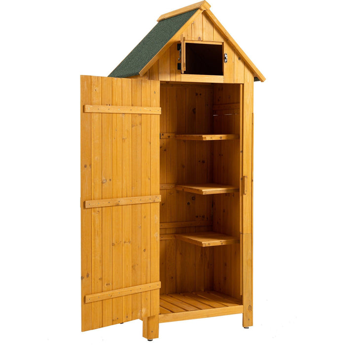 30.3"L X 21.3"W X 70.5"H Outdoor Storage Cabinet Tool Shed Wooden Garden Shed