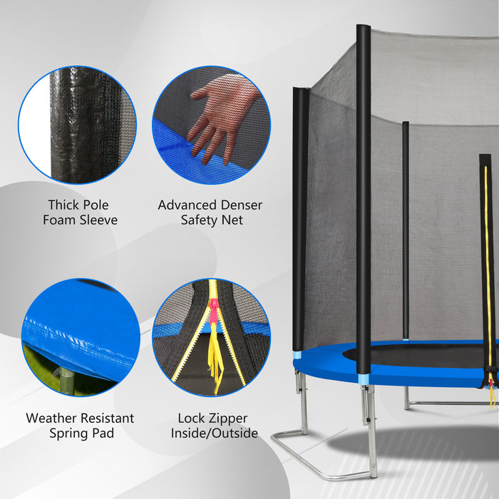 YC 8FT Trampoline Outer Net with Soft Basketball board, ball and inflator(Blue) - DTYStore