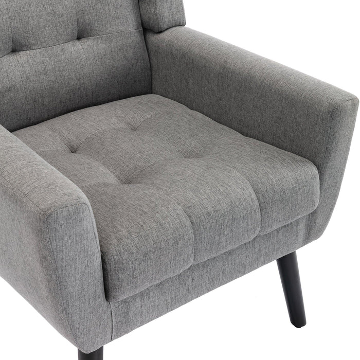 Modern Soft Linen Material Ergonomics Accent Chair Living Room Chair Bedroom Chair Home Chair With Black Legs For Indoor Home - DTYStore