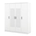 4-Door Mirror Wardrobe with shelves, White