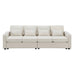 Modern Linen Fabric Sofa with Armrest Pockets and Pillows, Minimalist Style Couch