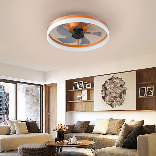 Ceiling Fans with Lights Dimmable LED Embedded installation of thin modern ceiling fans(Orange) - DTYStore
