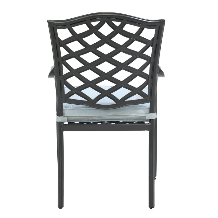 Aluminum 5-Piece Round Dining Set With 4 Arm Chairs, Light Blue - DTYStore