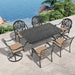 7-Piece All-Weather Cast Aluminum Dining Set, Include 2 Swivel Chairs,4 Dining Chairs and Rectangular Table With Black Frame - DTYStore
