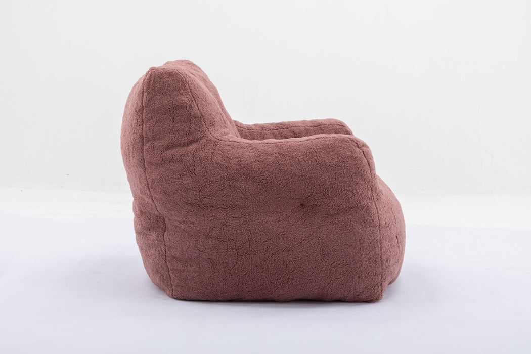 010-Soft Teddy Fabric Tufted Foam Bean Bag Chair With Teddy Fabric Coffee