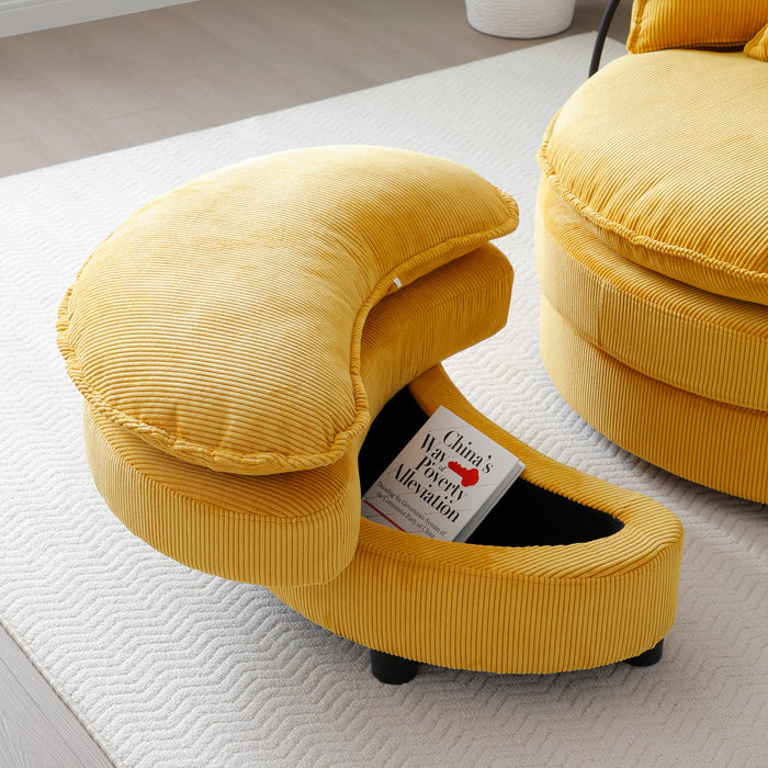360° Swivel Accent Barrel Chair Modern Comfy Round Reading Sofa Swivel Chairs Circle Lounge Chair for Bedroom Living Room w/4 Pillow Lower Seating Heigh (Yellow) - DTYStore