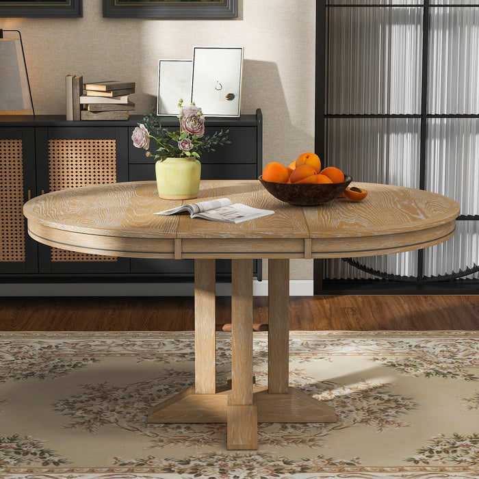 Farmhouse Dining Table Extendable Round Table for Kitchen, Dining Room