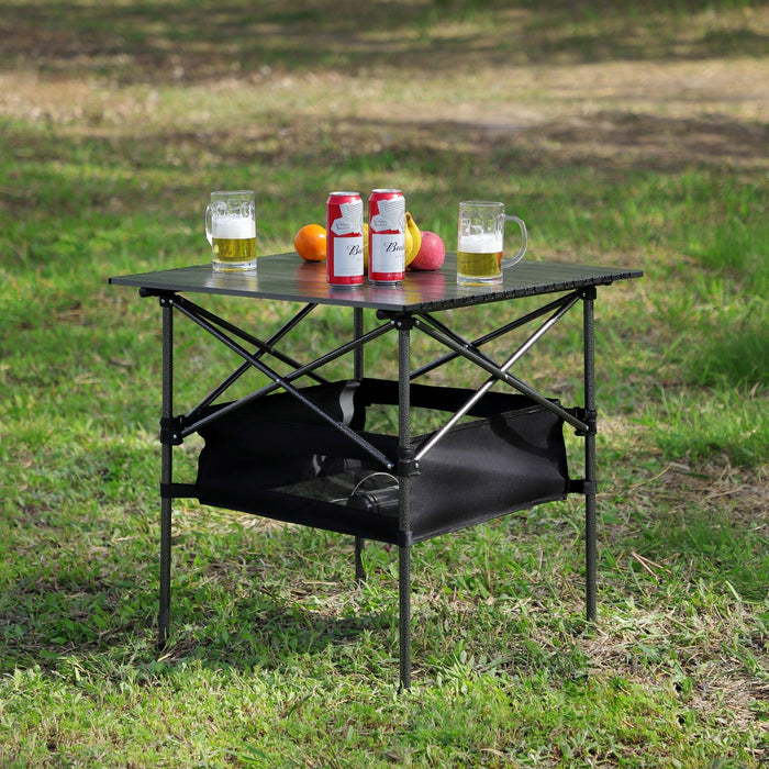 Set of 3, Folding Outdoor Table and Chairs Set for Indoor, Outdoor Camping, Picnics, Beach,Backyard, BBQ, Party, Patio, Black/Gray - DTYStore