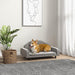 Raised Dog Sofa, Elevated Pet Sofa for Small and Medium Dogs, with Soft Cushion, Removable Cover, Anti-Slip Pads, Gray