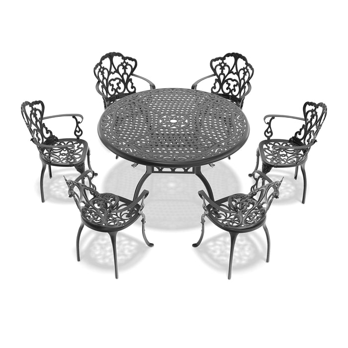 (Cushions In Random Colors)7-Piece Set Of Cast Aluminum Patio Furniture With Cushions(=OLD ITEM CODE W1710S00144) - DTYStore