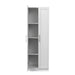 High wardrobe and kitchen cabinet with 2 doors and 3 partitions to separate 4 storage spaces, White