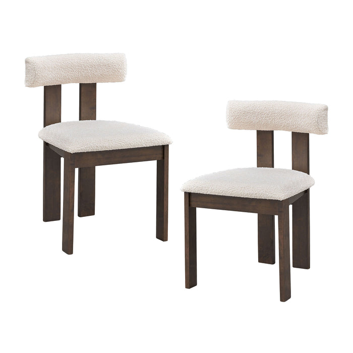 Wooden Dining Chairs Set of 2, Modern Boucle Upholstered Kitchen Side Chairs,Mid Century Modern Kitchen Chairs with Open Back Farmhouse Wooden Side Chairs for Dining Room,Living Room,Restaurant - DTYStore