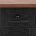 53'' Farmhouse Kitchen Island with Two Tempered Glass Cabinet Doors, Power Outlet, Rolling Kitchen Cart on Wheels with Drop Leaf, 5 Open Side Racks, 3 Drawers, for Kitchen, Dining Room, Black - DTYStore