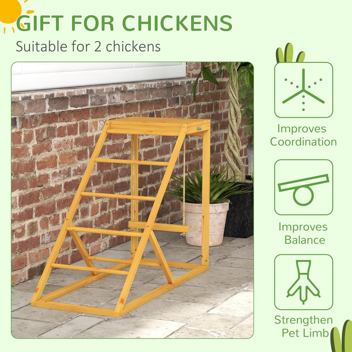 Chicken Activity Play for Healthy & Happy Animals, Swing Set with Chicken Perches & Hen Ladder, Chicken Coop Toy, Yellow