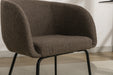 039-Set of 1 Boucle Fabric Dining Chair With Black Metal Legs,Dark Brown - DTYStore