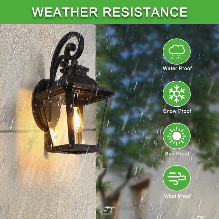 Large Outdoor Wall Sconce Lights with Clear Glass Can support multiple types of light bulbs 1pack - DTYStore