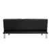 Sofa Bed with Armrest two holders WOOD FRAME, STAINLESS LEG, FUTON BLACK PVC