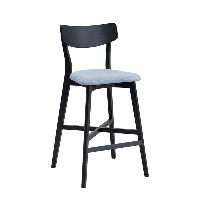 Wooden Bar Chairs Set of 2, Modern Soft Upholstered Kitchen Island Chairs, Counter Height Stool with Backrest,Wooden Frame Chairs with Footrest for Pub,Living Room,Restaurant,Black - DTYStore