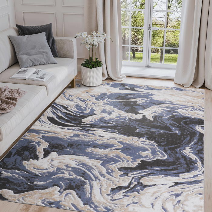 DTY Signature Collection 6X9 L.Blue /Abstract Non-Shedding Living Room Bedroom Dining Home Office Stylish and Stain Resistant Area Rug - DTYStore