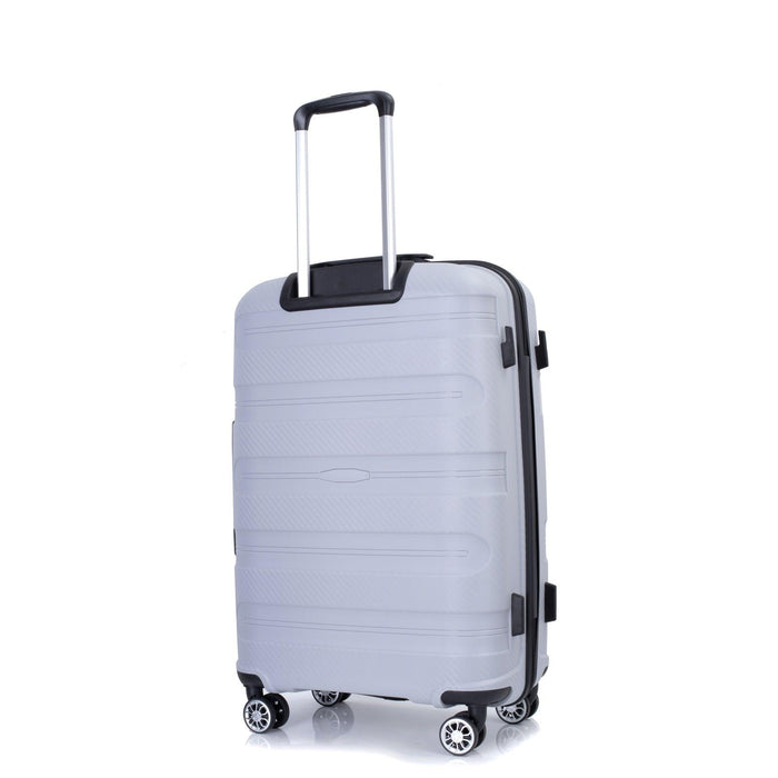 Hardshell Suitcase Spinner Wheels PP Luggage Sets Lightweight Durable Suitcase with TSA Lock,3-Piece Set (20/24/28) ,Silver