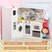 Corner Play Kitchen Set with Sound Effects and Tons of Countertop Space, Large Wooden Kitchen with Washing Machine, Food Toys, Ice Maker, Kids Kitchen, Ages 3-6, White