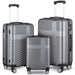 3 Piece Lightweight Luggage Set with TSA Lock, Durable Spinner Wheels and Hooks, Cross Striped Silver+Grey