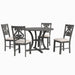 5-Piece Round Dining Table and Chair Set with Special-shaped Legs and Hollow Chair Back