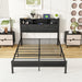 Full Size Bed Frame with Storage Headboard, Metal Platform Bed with Charging Station, Bookcase Storage, No Box Spring Needed, Easy Assembly, Noise-Free, Black - DTYStore
