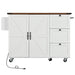 54.5" Farmhouse Kitchen Island with Power Outlet, Kitchen Storage Island with Internal Storage Rack, Drop Leaf, Spice Rack, Rolling Kitchen Cart on Wheels, for Home, Kitchen and Dining Room,White - DTYStore