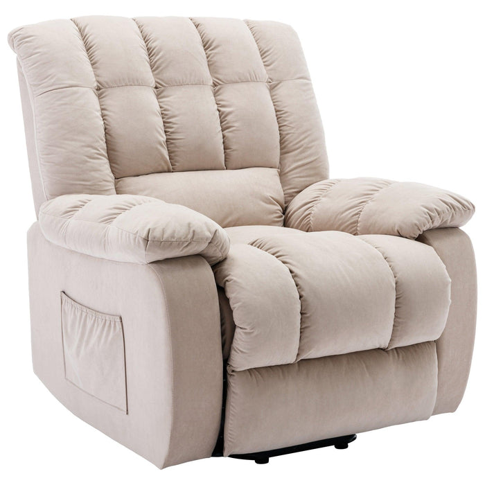 Massage Recliner Chair Electric Power Lift Recliner Chairs with Heat, Vibration, Side Pocket for Living Room Bedroom, Beige