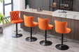 A&A Furniture,Swivel Velvet Barstools Adjusatble Seat Height from 25-33 Inch,17.7inch base, Modern Upholstered Bar Stools with Backs Comfortable Tufted for Home Pub and Kitchen Island,Orange,Set of 2