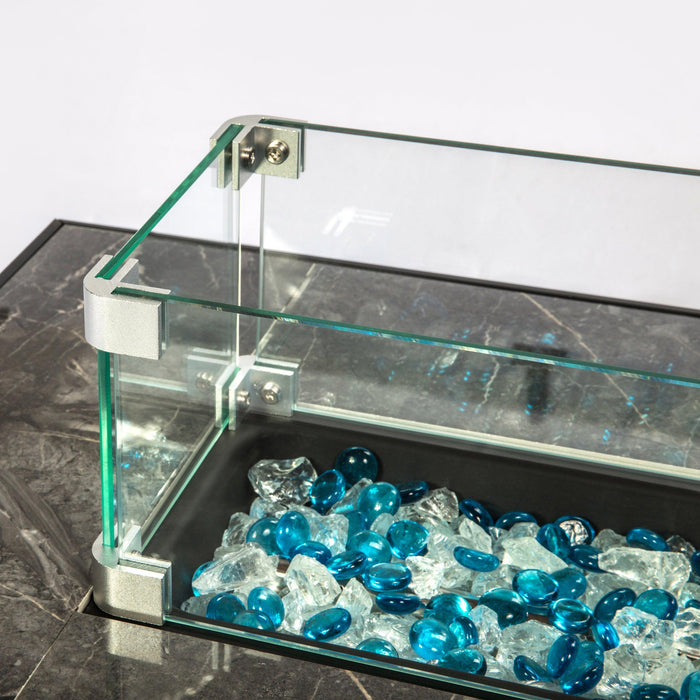 Rectangular Glass Wind Guard for Fire Pit - DTYStore